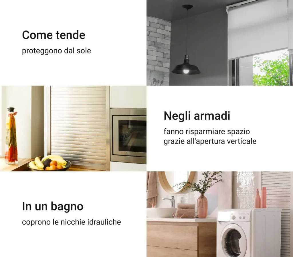 Come tende, negli armadi, in un bagno